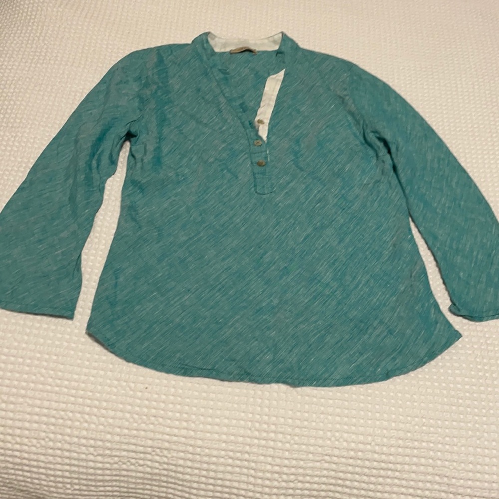 Pure linen blouse with coordinating linen scarf